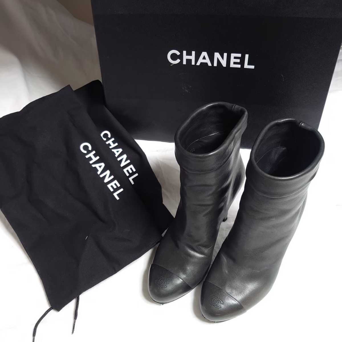 定番入荷 CHANEL シャネル ショートブーツ ブーティ レザー イタリア製