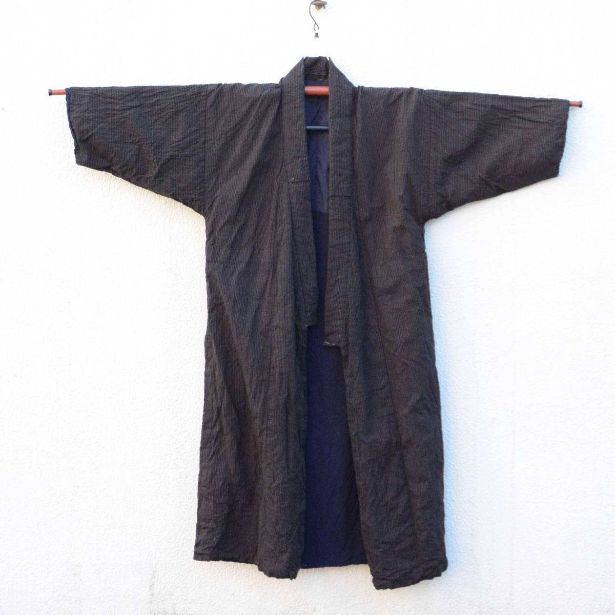 ジャパンヴィンテージ 着物 クレイジーパターン 木綿 縞模様 長着 大正 昭和 長着 Kimono Vintage Robe Crazy Pattern Cotton Stripe Japan_画像3