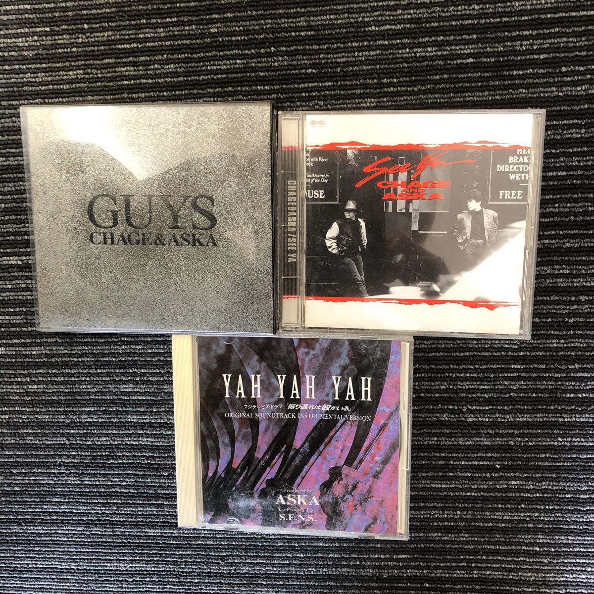 ｋ【あ1】★3作品★チャゲ＆アスカ：GUYS/SEE　サウンドトラック：YAYAHYAHYAH振り返れば奴がいる　CD　チャゲアス　ジャンク　現状_画像1