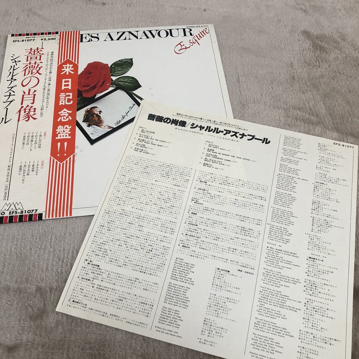 【国内盤帯付】Charles Aznavour　シャルルアズナブール 薔薇の肖像 / LP レコード / EFS81077 / ライナー有 / 洋楽ポップス /_画像6