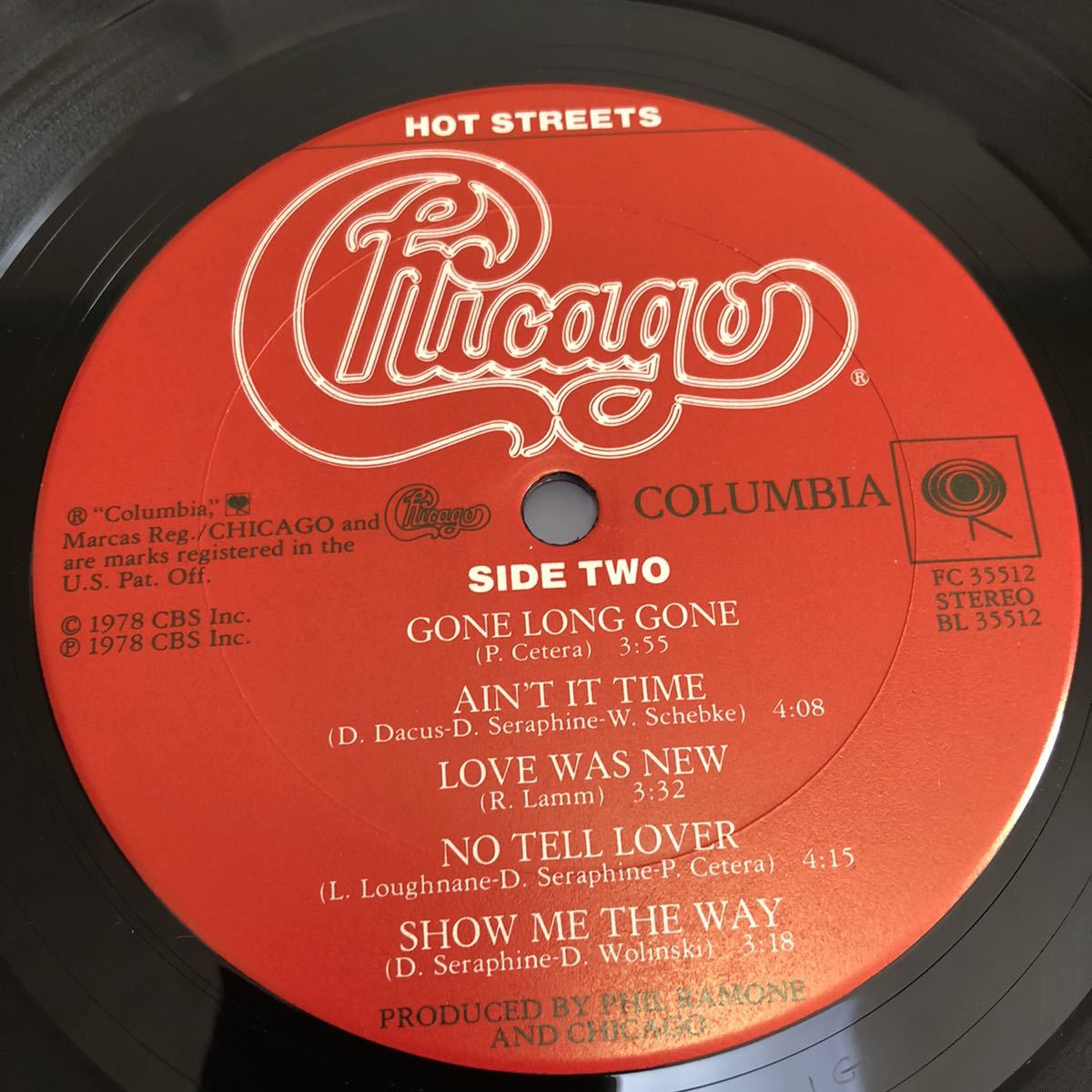 【US盤】CHICAGO HOT STREETS シカゴ / LP レコード / AL35512 / スリーブ歌詞有 / 洋楽ロック /_画像10