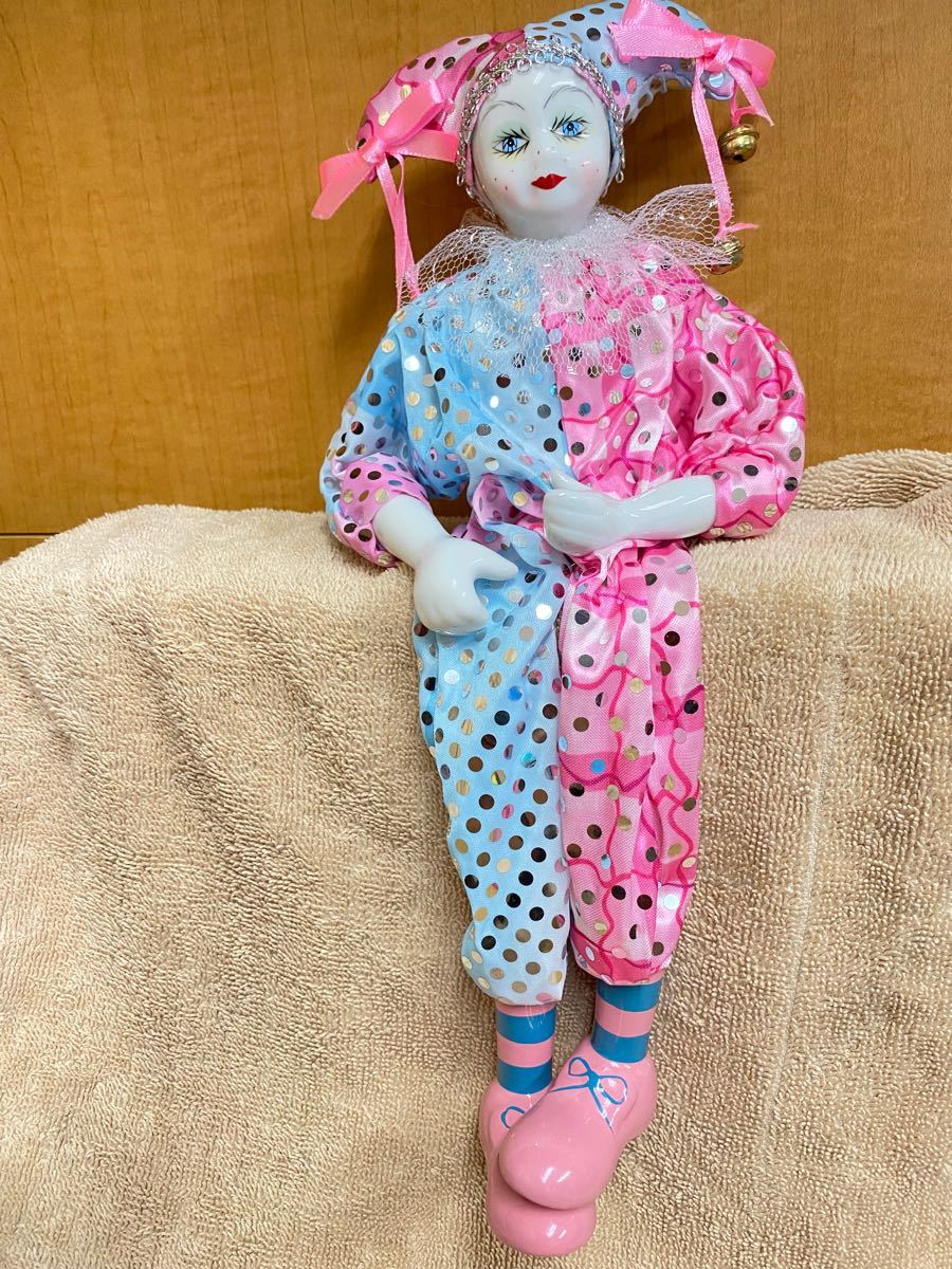 World of clowns くたくたピエロ　ピンク1 hand-painted fine porcelain doll