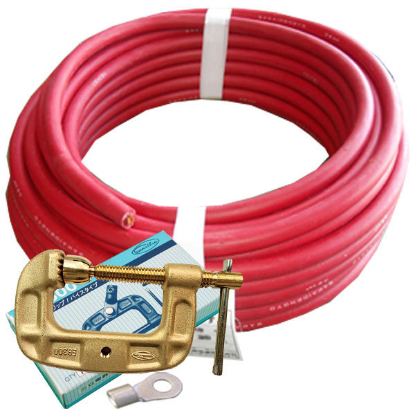 70000-773　22スケ　アース線(端子)　赤色10m　万力EB300　製作セット　溶接用WCT　キャブタイヤ/キャプタイヤケーブル