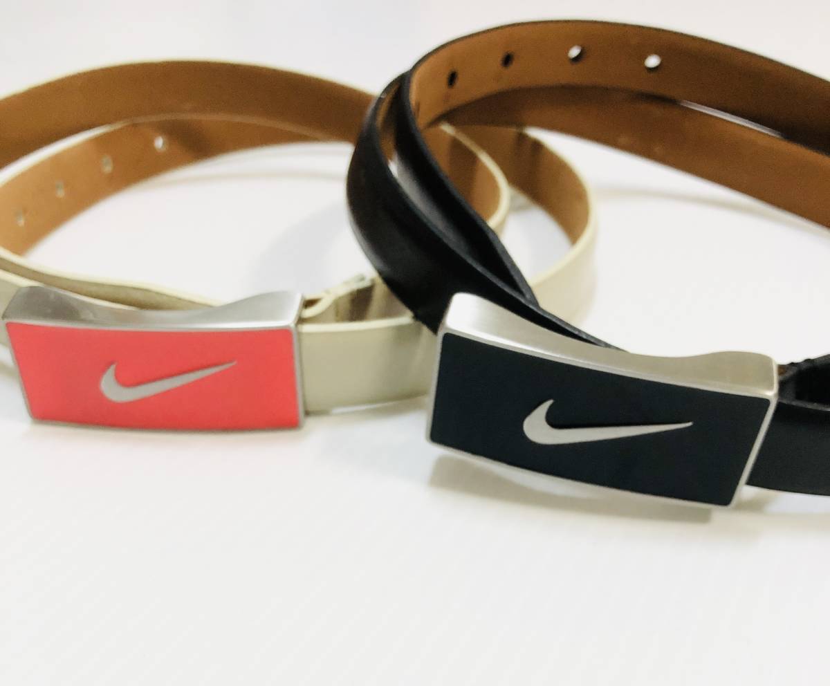 新品　訳アリ　NIKE GOLF　ナイキ　ゴルフ　ベルト２本セット　アイボリー＆ブラック