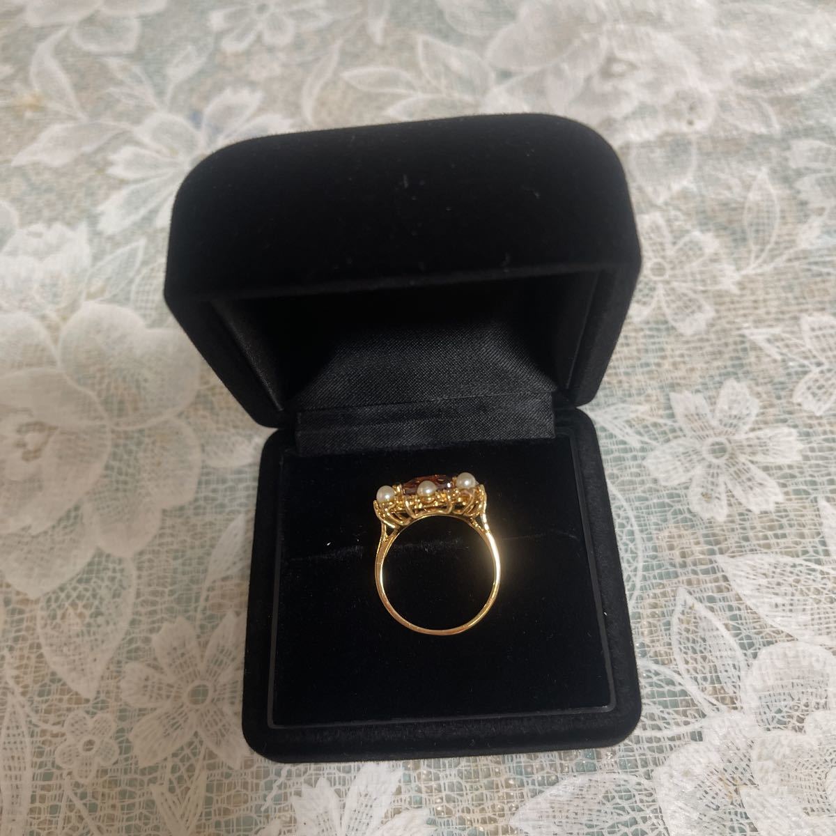 新品　デザインリング　イエロー　黄色　パール　サイズ調整可　指輪　ジルコニア　結婚式　デート_画像2
