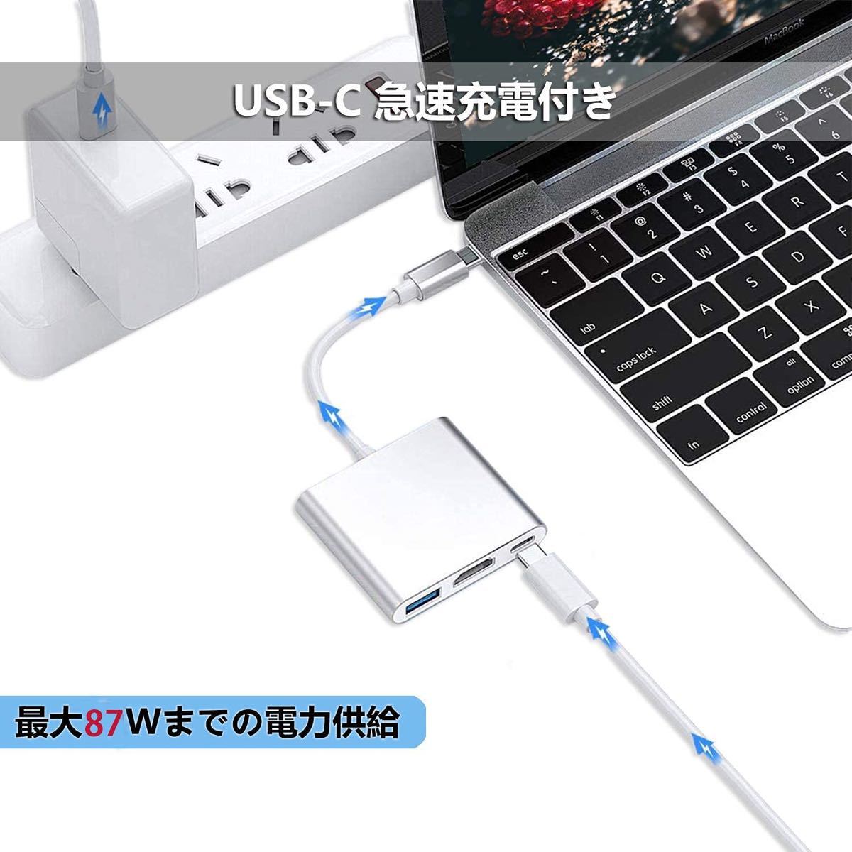 USB Type c HDMIアダプター 3-in-1 変換アダプター  ポート