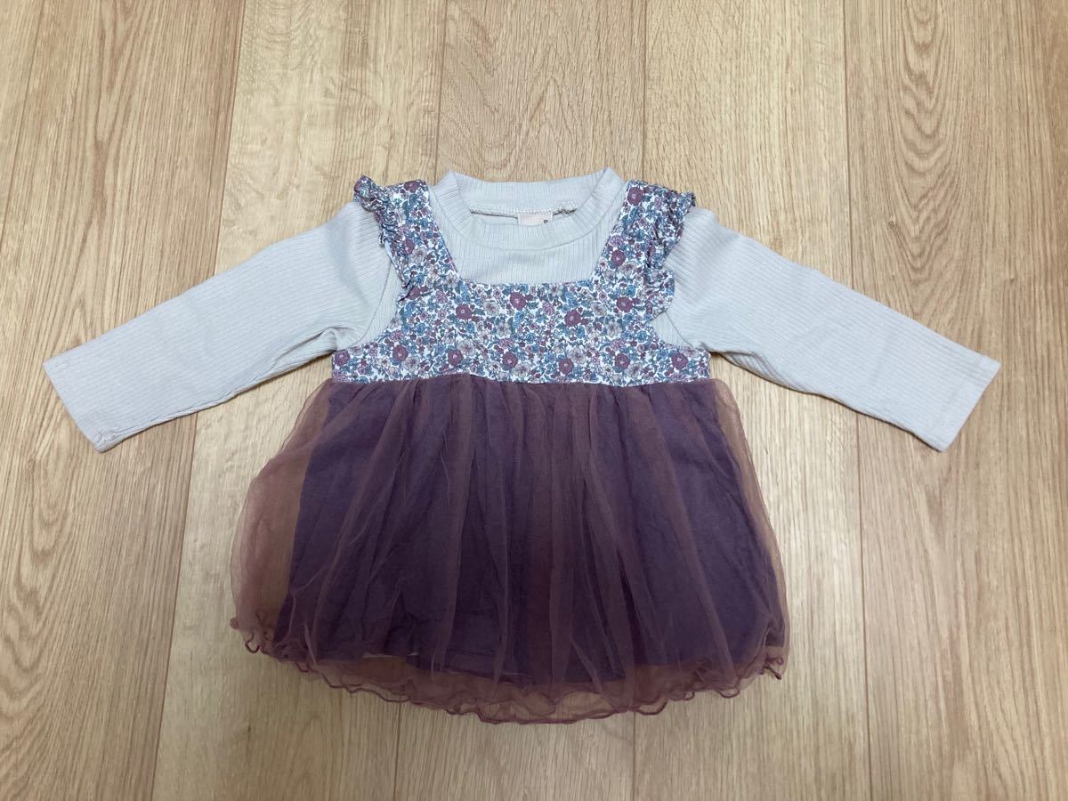petit main プティマイン ワンピース チュニック 80 長袖 女の子 花柄