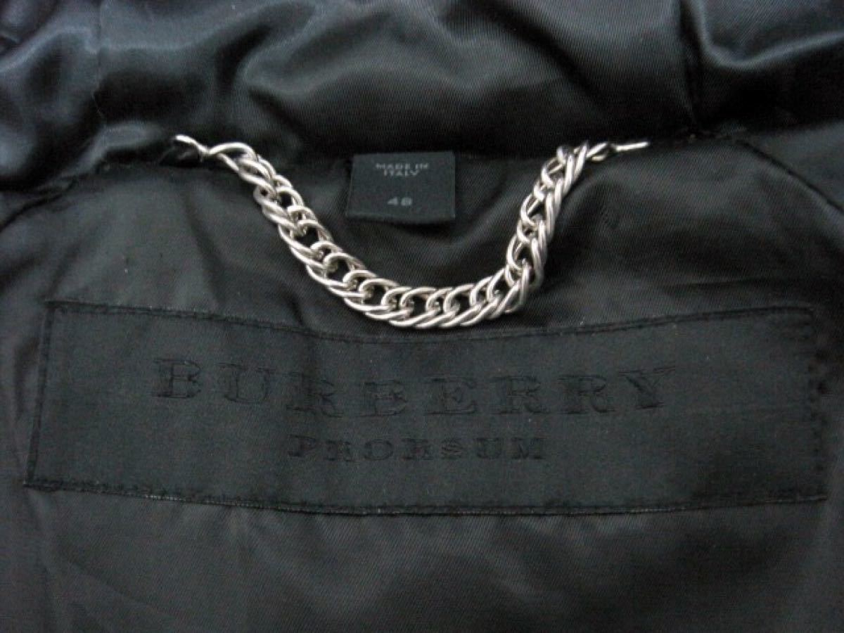 新品同様 BURBERRY PRORSUM 定価￥92万ファー付ラムレザーダウンコート 48 トレンチ 黒 バーバリー プローサム