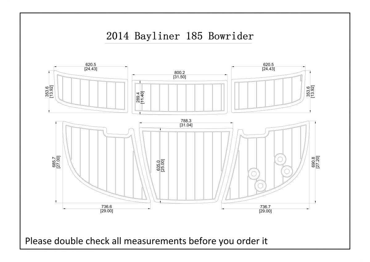 2014　Bayliner 185 ベーライナー　チーク調マット　デッキマット　チーク　チーク調　スイムマット　チークゴム　フェイクチーク