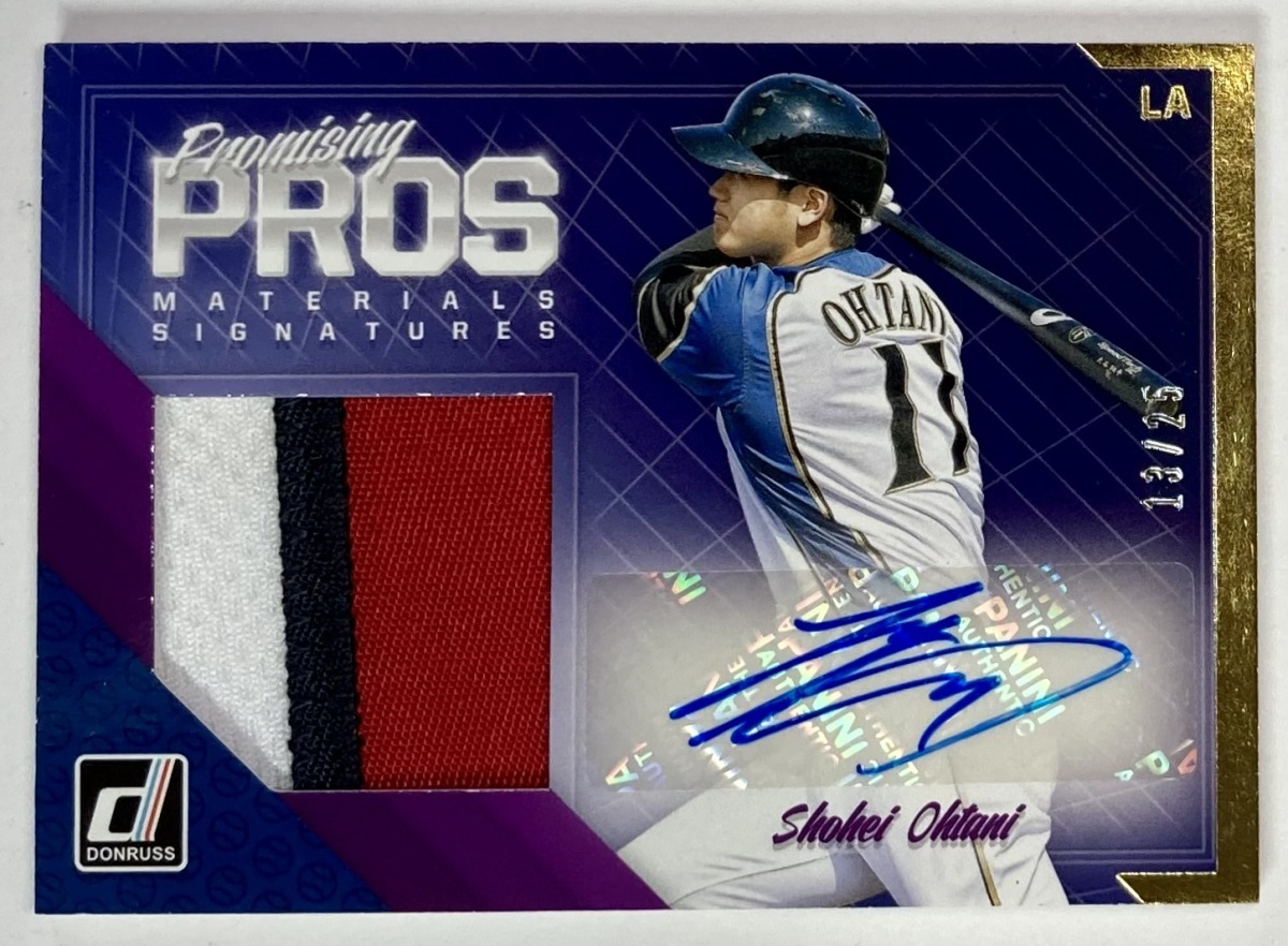 【25枚限定】大谷翔平直筆ルーキーサイン実使用パッチ 2018 Donruss Promising Pros Materials Signatures Gold RC Patch Auto_画像1