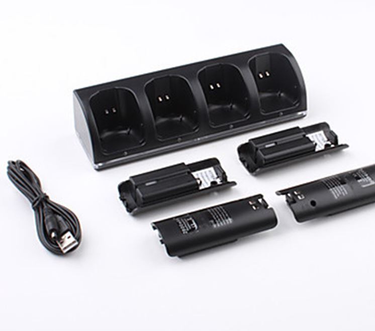 任天堂 wii リモコン ブラック 簡単 USB 充電 充電器 楽々 バッテリー4個 即納 格安