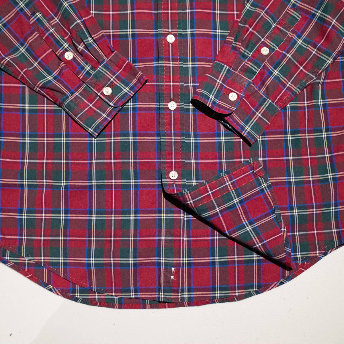 キッズ XL(18-20)メンズM相当 / POLO RALPH LAUREN ポロ ラルフローレン タータンチェック BDシャツ ポニー 刺繍 赤 紺 美品 レディース