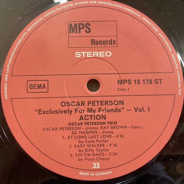 ●即決 LP Oscar Peterson オスカー・ピーターソン Action オリジナル 桃ウチミゾ CoatGFCvr 31121_画像2