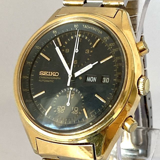 激レアな黒文字盤 6138-8020 SEIKO ダイバーウォッチ デイデイト 自動巻き 腕時計 セイコー ビンテージ メンズ アンティーク パンダ DIVER_画像1