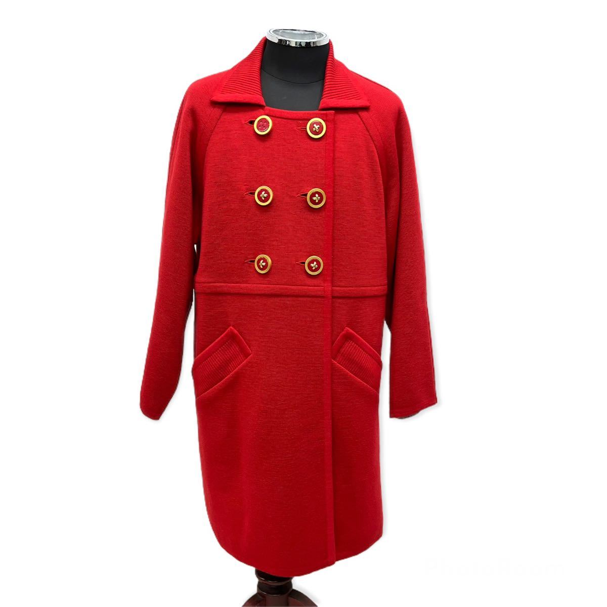 まとめ買い】 Yves saint laurent 金ボタン ウールコート 赤 レッド