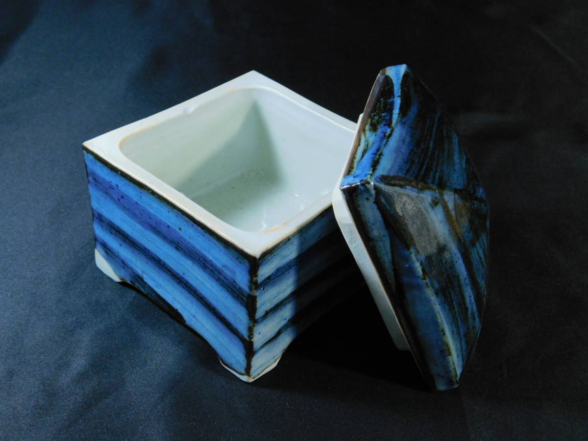 最大10%セット割 ヤフオク! 色絵(瑠璃)刷毛目 陶筥(蓋物 陶箱 角箱... - 瀧田項一 超歓迎人気