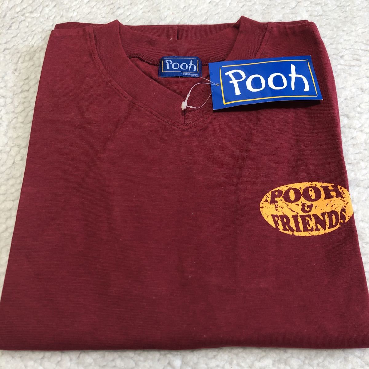 新品 タグ付き パックプリント 80s ビンテージ Pooh くまのプーさん ディズニー Tシャツ M Ｖネック 半袖Tシャツ ティガ 年代物_画像1