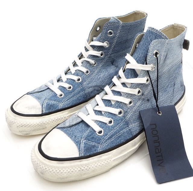nonnative DWELLER TRAINER HI PATCHWORK USED DENIM by SPINGLE MOVE for ISETAN hobo vendor 伊勢丹 ノンネイティブ 4