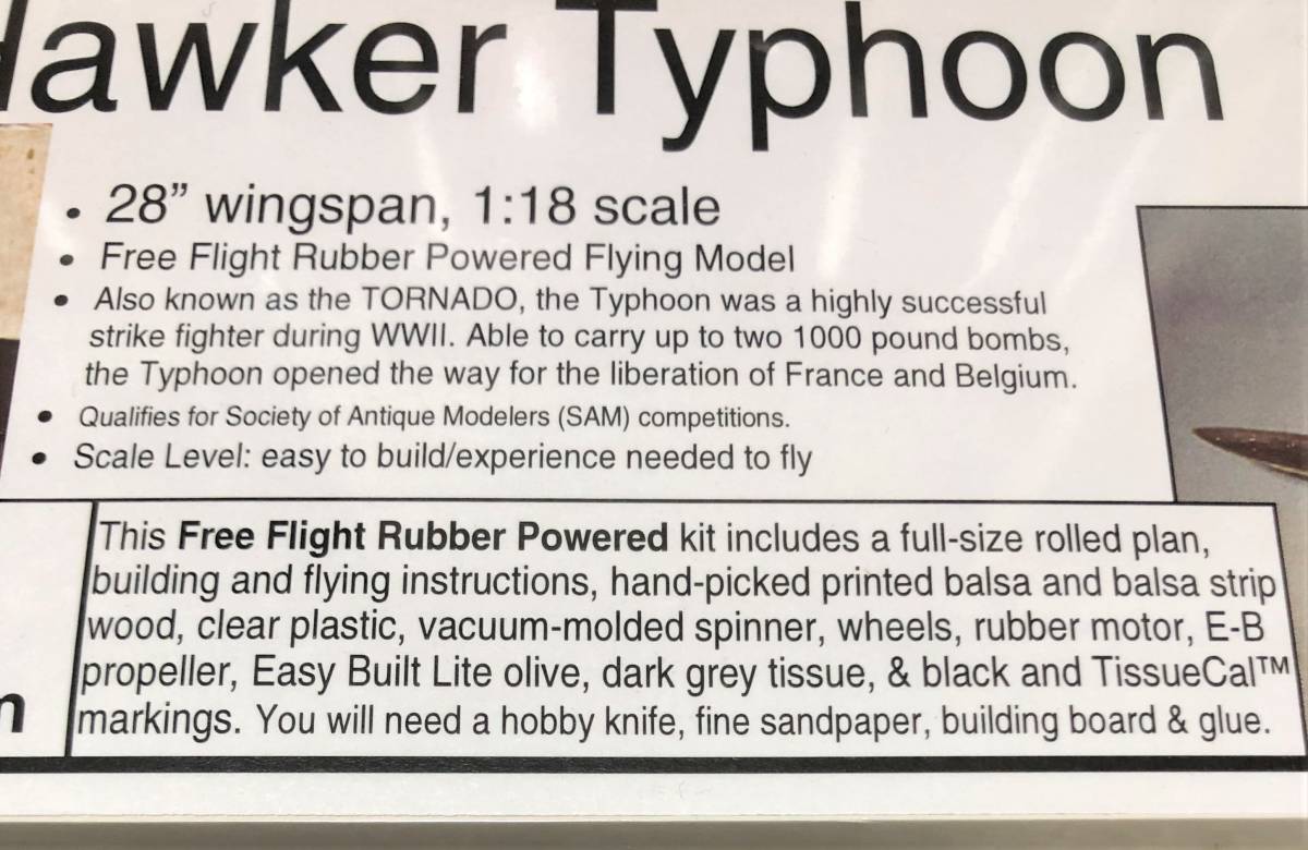 [ rubber power machine ]Easy Built made horn car Typhoon ( wing length :28~=711mm)*** remainder 2