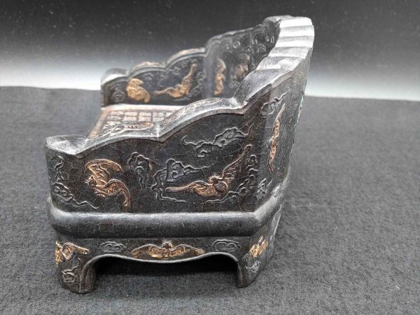 古墨 中国古玩 古美術 椅子型 中国皇帝　レア アンティーク 書道具 毛筆用品 ビンテージ 寿比南山 　壽比南山(21_91119_1)_画像3