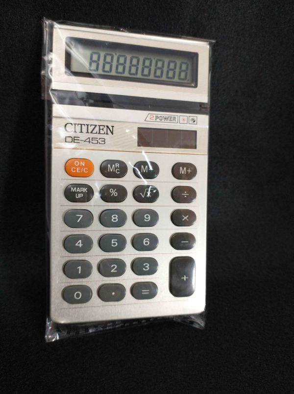  unused calculator CITIZEN DE-453 retro compact size beautiful goods (21_91121_11)