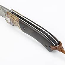 【新品 送料無料】LAGERFEUER アワビ×ウッドハンドルのフォールディングダマスカスナイフ　ケース付き 折り畳みナイフ アウトドアナイフ