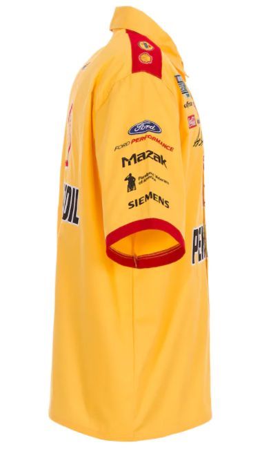 BE18)NASCAR LOEY LOGANO[SHELL/PENNZOIL] ピットコックシャツ/黄色/M/大きいサイズ/USサイズ_画像4