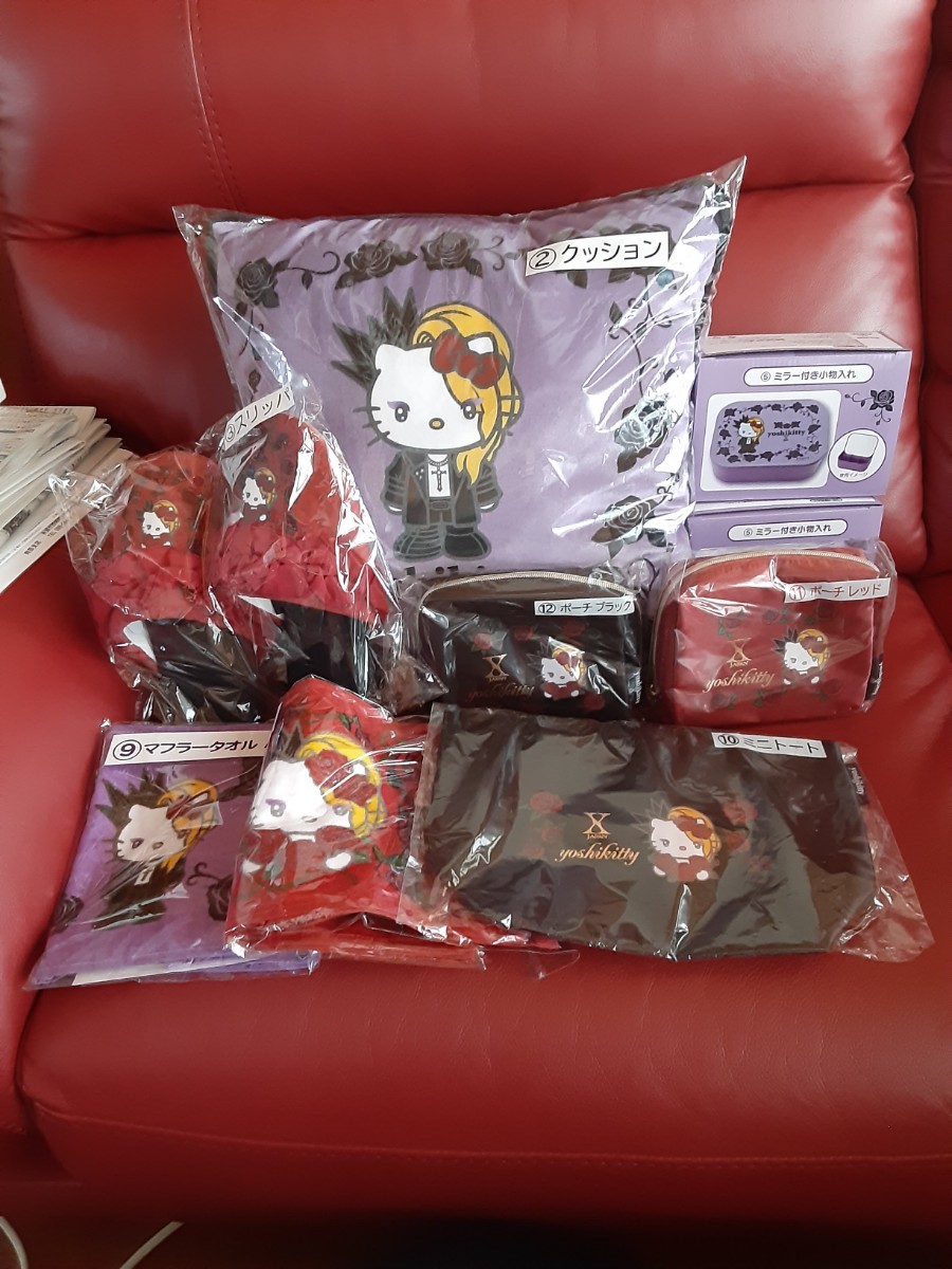 ヨシキティ キティちゃん X JAPAN YOSHIKI コラボ一番くじ クッション その他おまとめセット バラ売り不可 直売正規品 セット 一番くじ XJAPAN ミュージシャン
