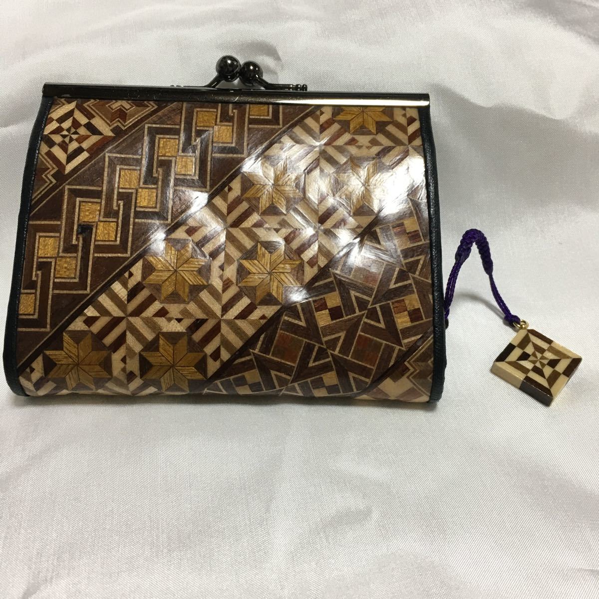 新品 がま口財布 大島紬 小物入れ ポーチ かわいい 和柄 未使用 日本製