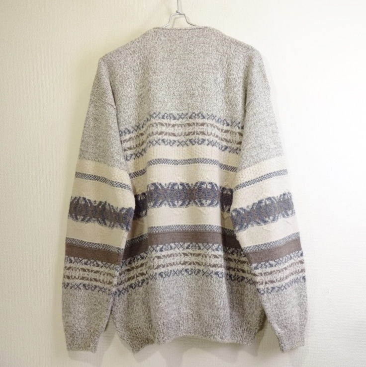 即決 送料無 美品 【イタリア製】 総柄 ニットセーター 【L~XL