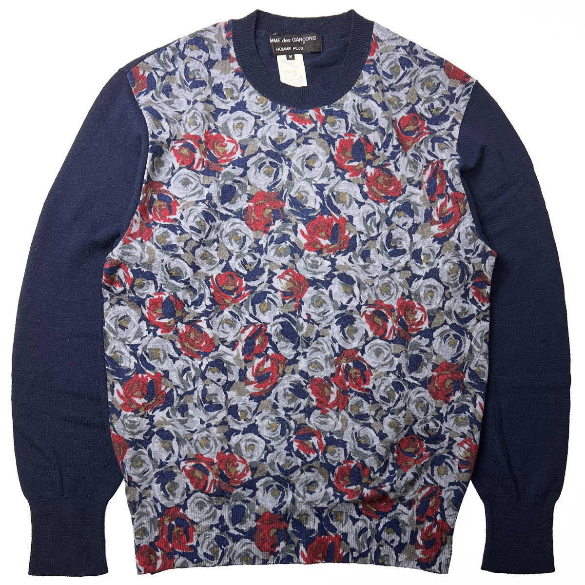 88AW 薔薇 花柄 ニットセーター コムデギャルソンオムプリュス HOMME PLUS 1988AW Vintage Archive Rose Pattern Knit Sweater Floral