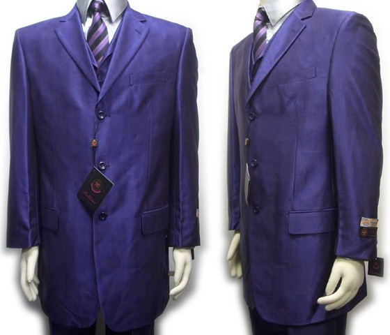 PA2） ZOOT SUITS ズートスーツ 紫 メタリックパープル 42R36R ギャング ステージ 衣装 冠婚葬祭_画像3