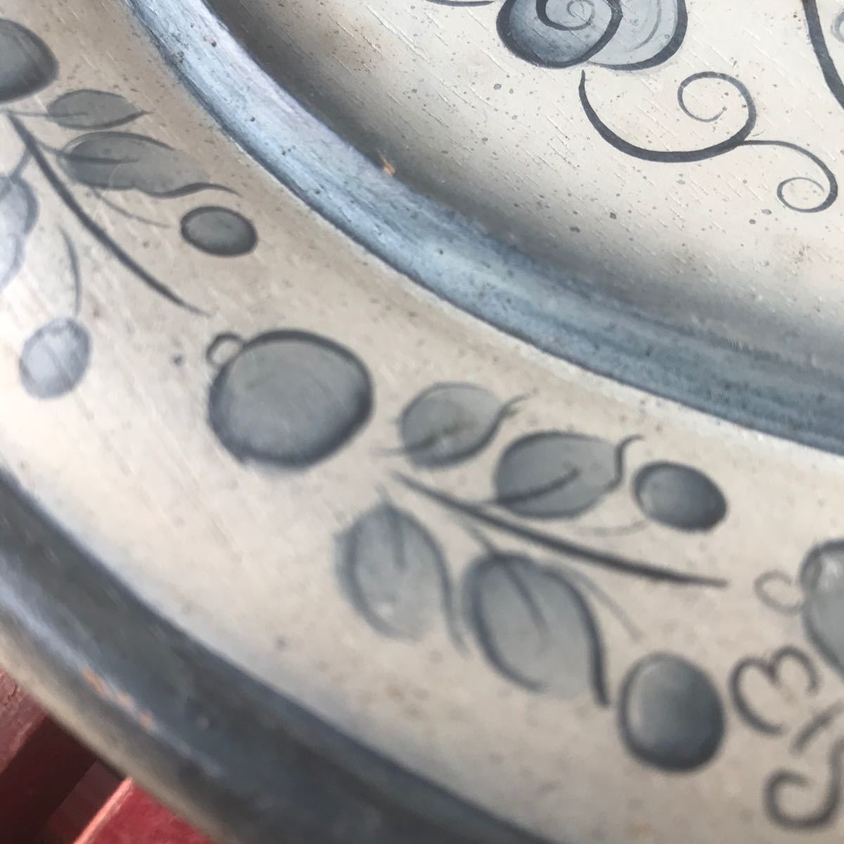 トールペイント　丸　円形　マーレライ　ウサギ　うさぎ　丸盆　皿　木製　ウッド　 飾皿 ヴィンテージ