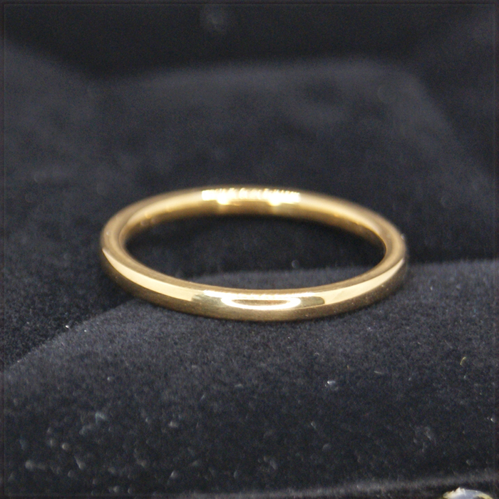 [RING] Yellow Gold Plated Stainless Smooth Simple スムース シンプル イエローゴールド 2mm 甲丸スリム リング 19号 (1.7g)【送料無料】_画像3