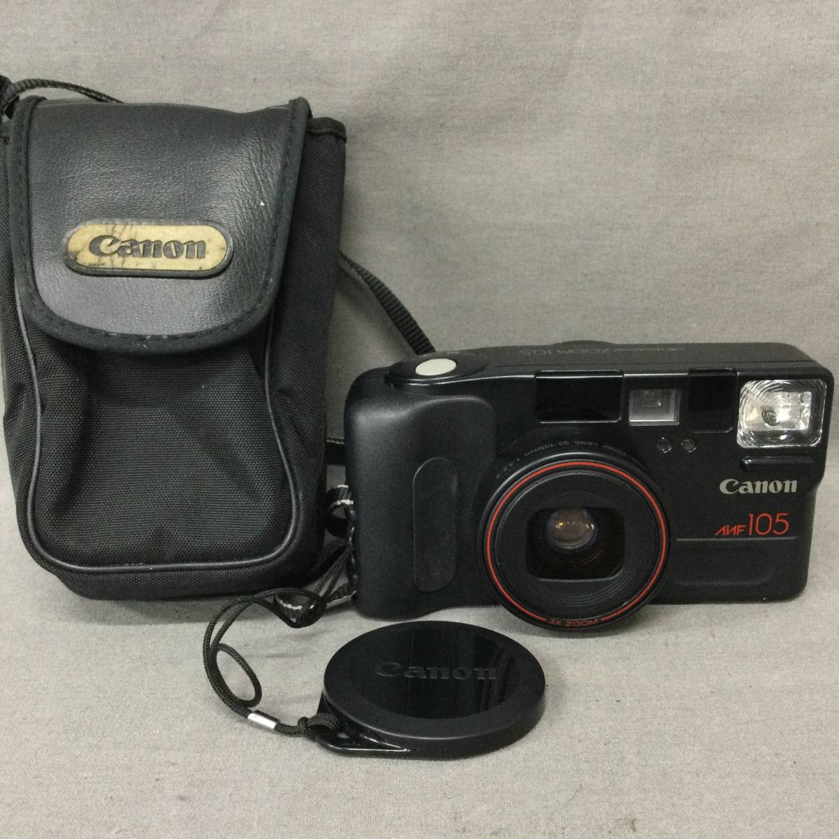 031118 GZ-01044 Canon キャノン フィルムカメラ Autoboy ZOOM オートボーイ ズーム ANF105 ケース付 動作未確認 ジャンク品_画像1