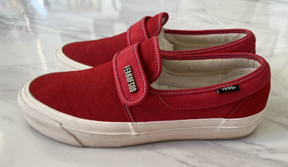 超 美品 希少 Fear of God デザイナー jerry lorenzo 着用 スウェード スリッポン US9.5 27.5cm レッド VANS Slip On 47 DX Collection 2の画像6