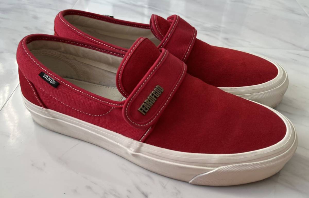 超 美品 希少 Fear of God デザイナー jerry lorenzo 着用 スウェード スリッポン US9.5 27.5cm レッド VANS Slip On 47 DX Collection 2の画像5