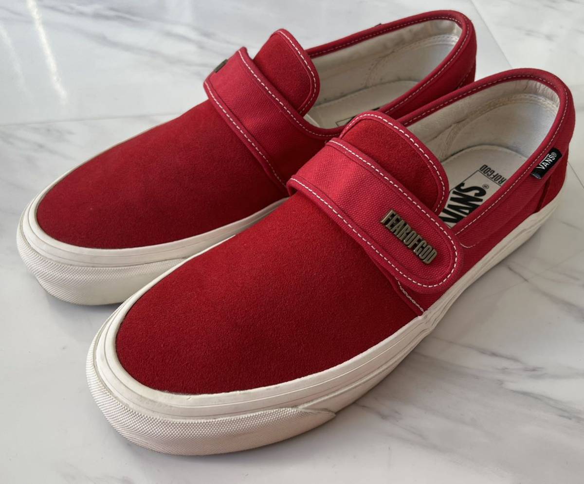 超 美品 希少 Fear of God デザイナー jerry lorenzo 着用 スウェード スリッポン US9.5 27.5cm レッド VANS Slip On 47 DX Collection 2の画像3