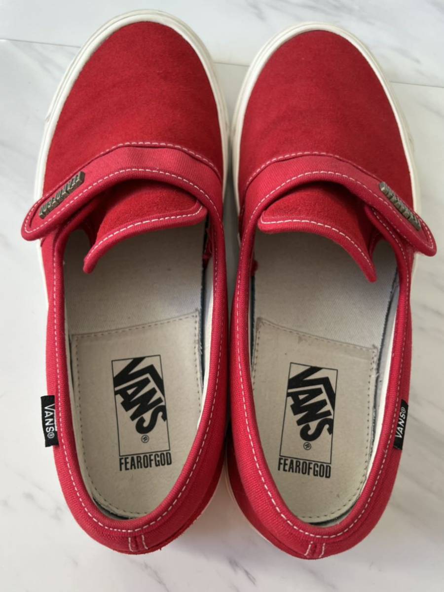超 美品 希少 Fear of God デザイナー jerry lorenzo 着用 スウェード スリッポン US9.5 27.5cm レッド VANS Slip On 47 DX Collection 2