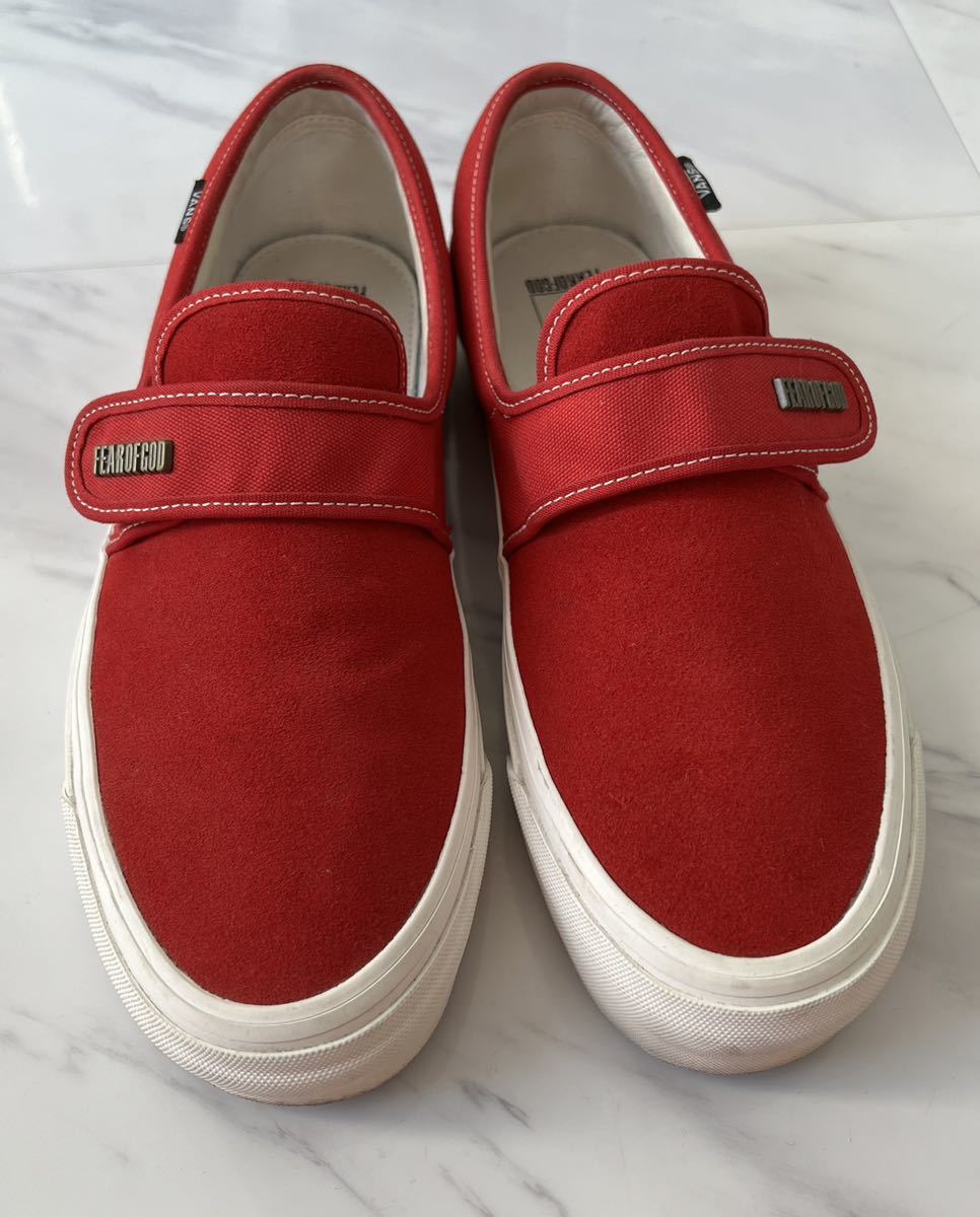 超 美品 希少 Fear of God デザイナー jerry lorenzo 着用 スウェード スリッポン US9.5 27.5cm レッド VANS Slip On 47 DX Collection 2の画像4