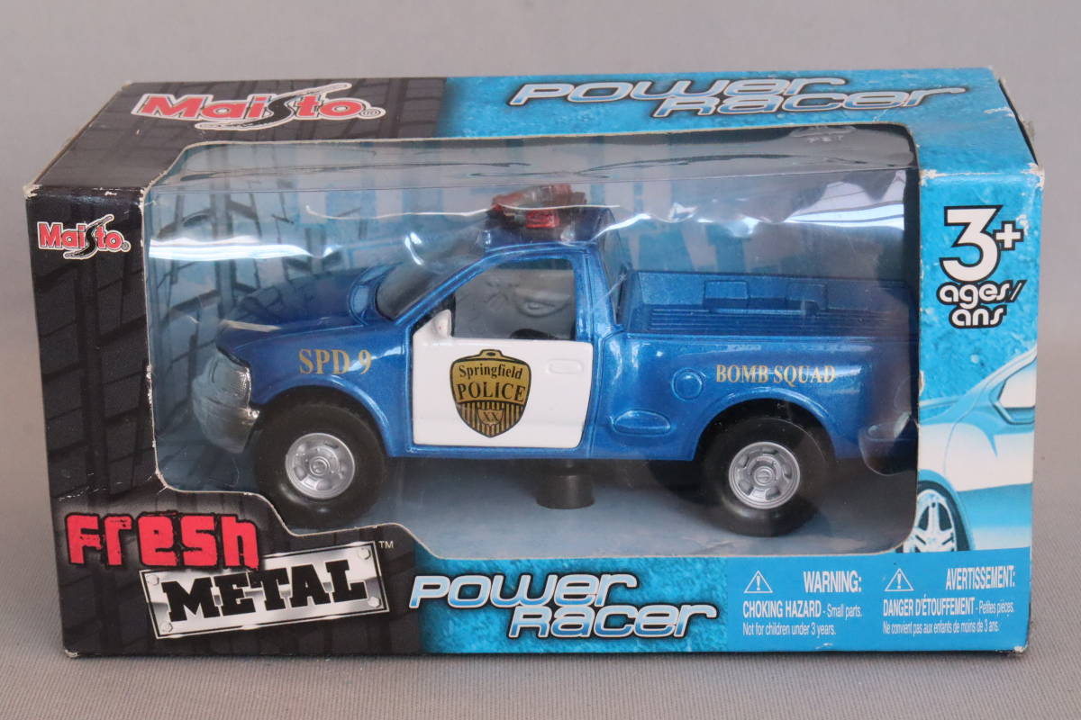 マイスト パワーレーサー フォード F-150 パトカー（Maisto Power Racer Ford F-150 Springfield Police）全長約11cm、プルバックミニカー_画像1