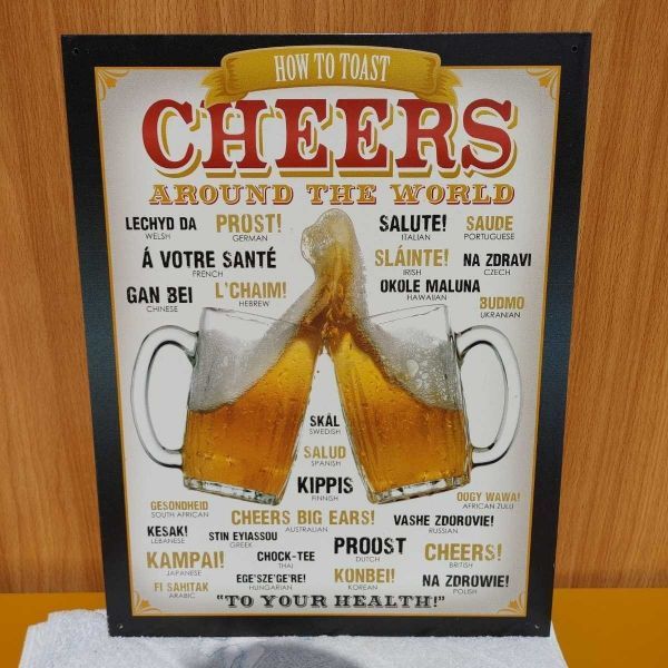 壁掛け 看板 Hoy to toast CHEERS AROUND THE WORLD 店舗用品 居酒屋