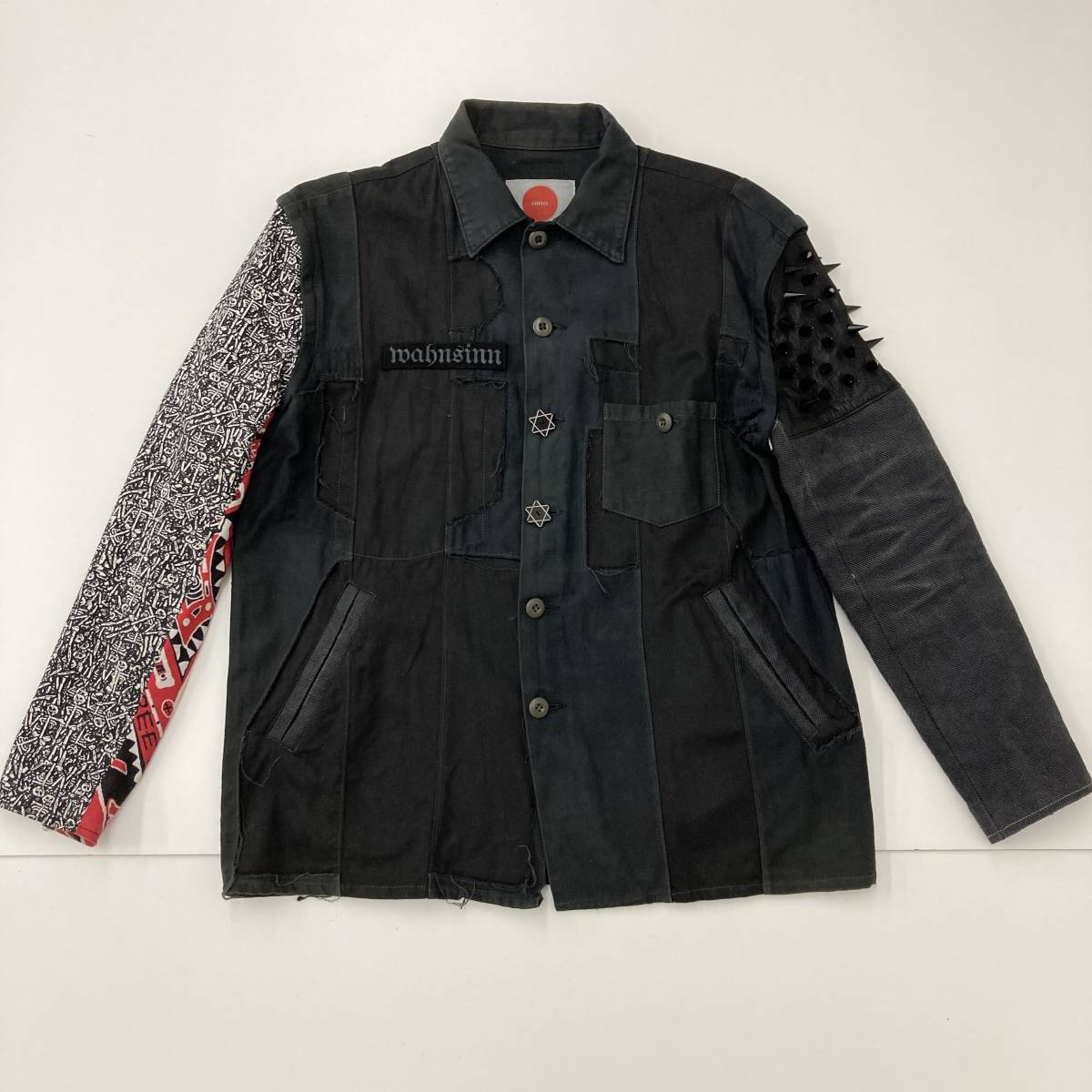 HIRO ヒロ リメイク スタッズ レザー ミリタリージャケット M HIRO ヒロ リメイク スタッズ レザー ミリタリージャケット M