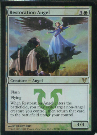 え白Foil 修復の天使 1枚（3枚在庫x 英 良品 プロモ）/Restoration Angel（MTG /Promo/）_画像1