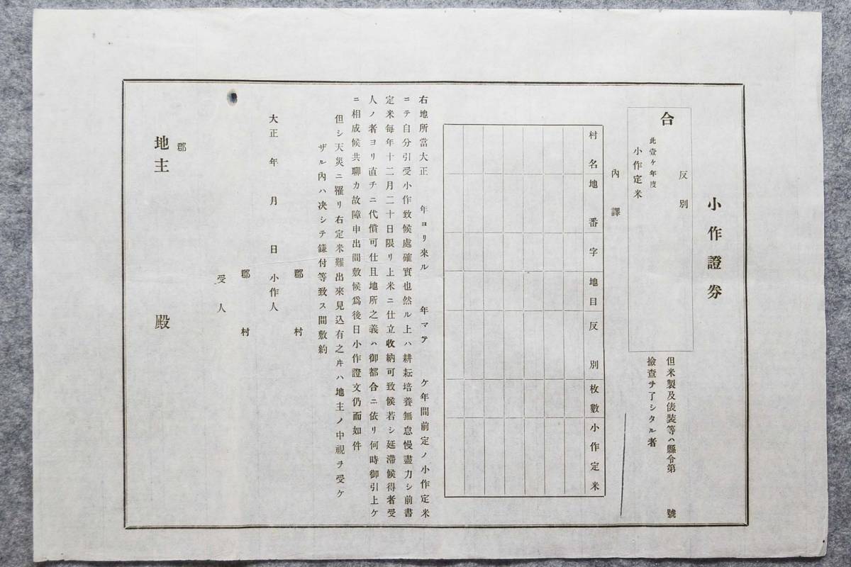 古文書 大正時代 未記入用紙 小作證券 貸附金記入帳_画像3