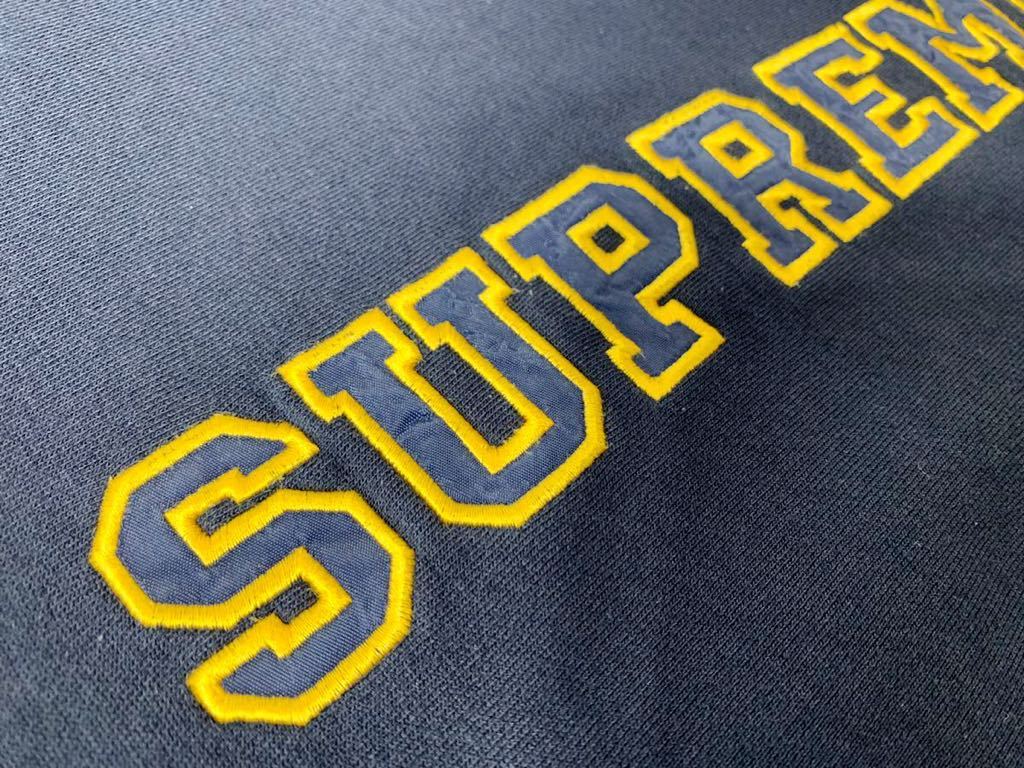 初期 SUPREME カレッジロゴ 刺繍 スエット カナダ製 ネイビー XL オールドシュプリーム MADE IN CANADA Supreme  supreme リバースウィーブ