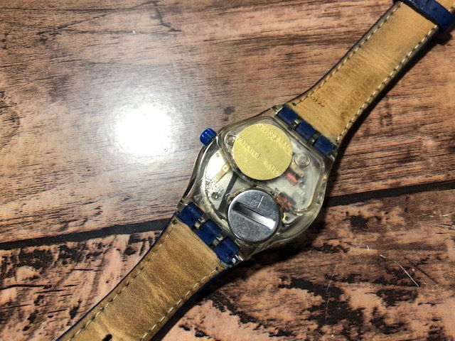 レア swatch スウォッチ AG1992 MUSICALL ミュージコール ブルー 純正革ベルト クオーツ 腕時計_画像5