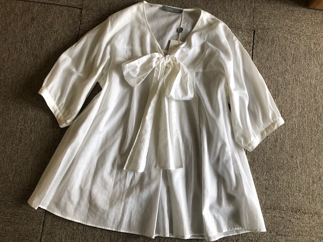 * new goods theory ryuks soft ribbon blouse 38* white 