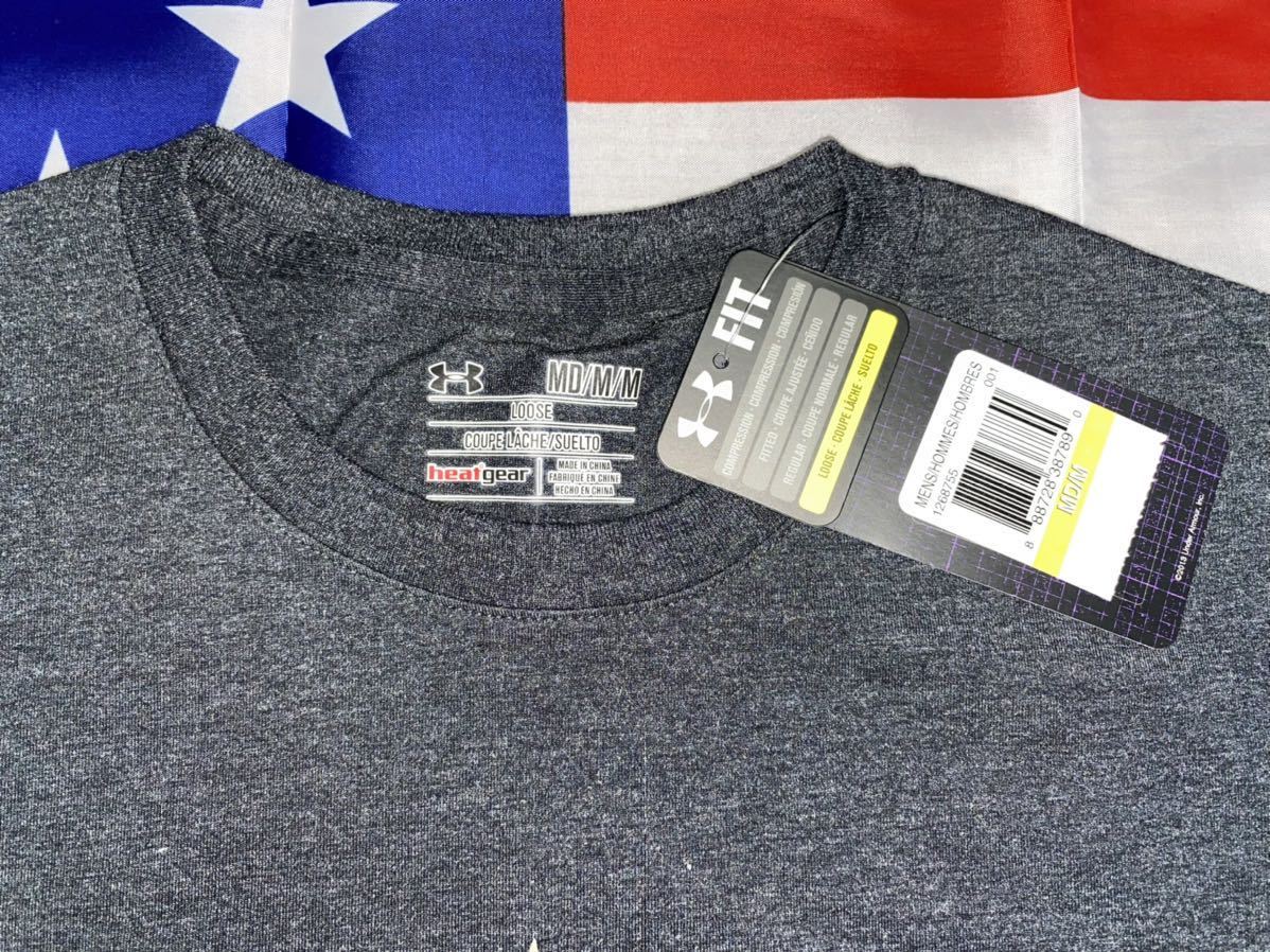 made in USA 新品未使用品タグ付き　UNDER ARMOUR support the troops heat gear DRI Tシャツ　Mサイズ　ダークグレー_画像4
