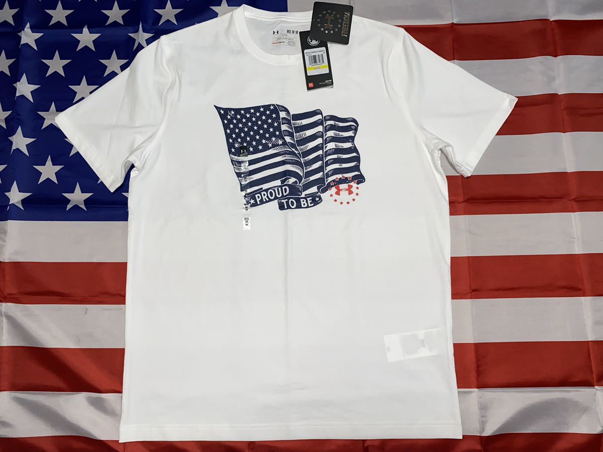 新品未使用タグ付き　made in USA UNDER ARMOUR proud to be heat gear コットンTシャツ Mサイズ　ホワイト_画像1